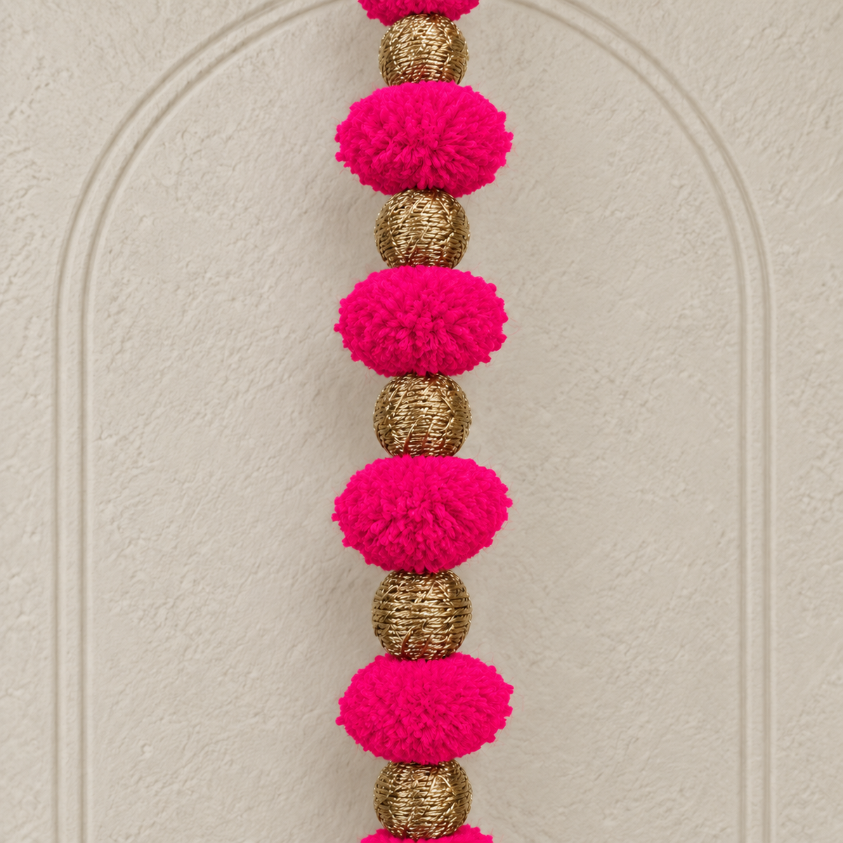 Long Fuchsia Pom-Pom Festive Hanging - Pair of 2 - view 3