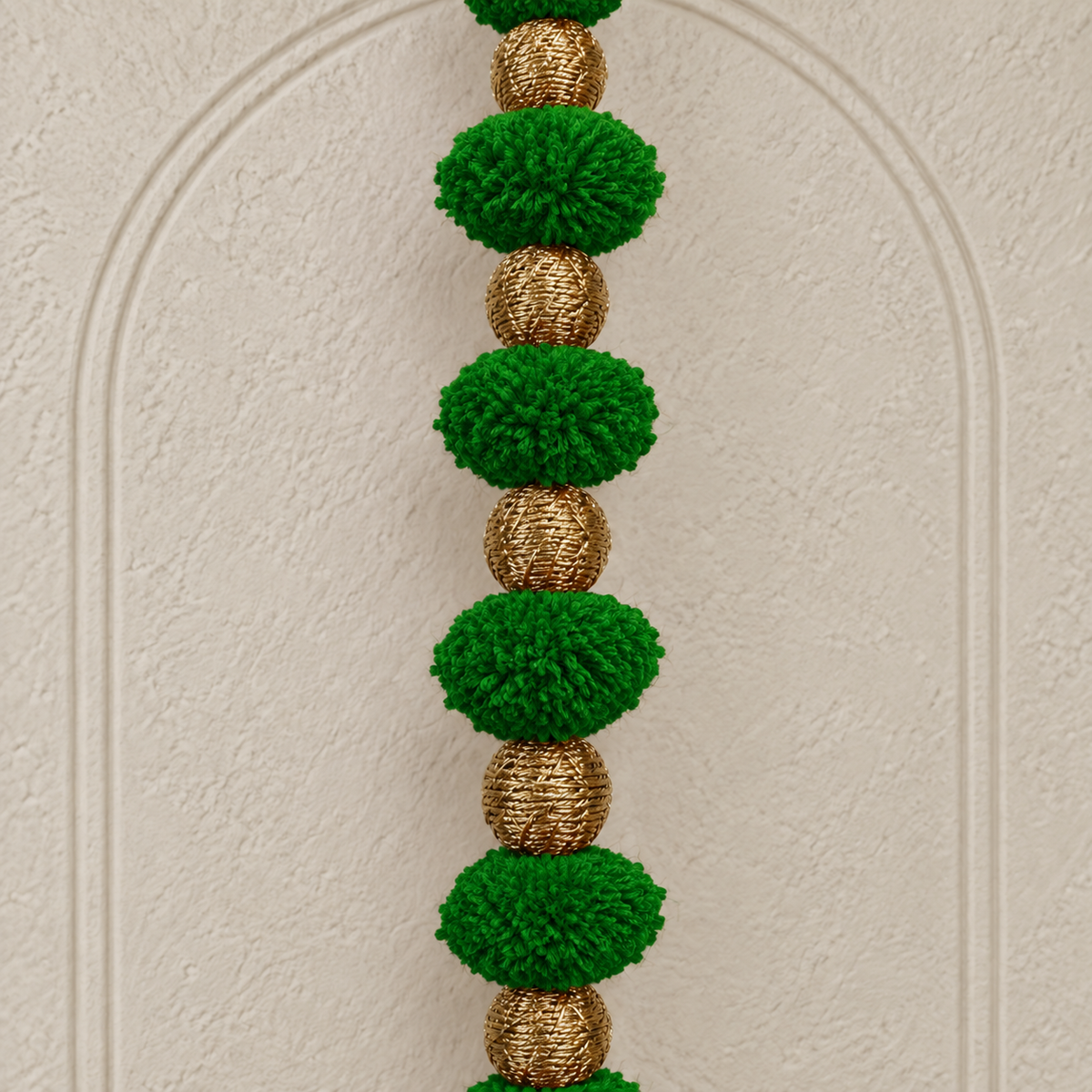 Long Green Pom-Pom Festive Hanging - Pair of 2 - view 3