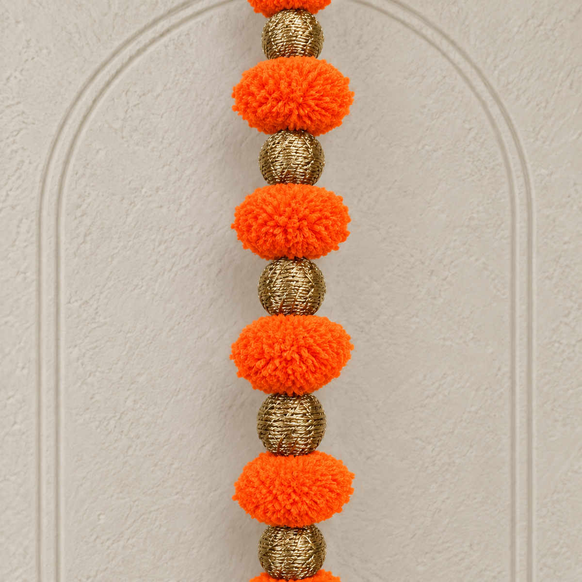 Long Orange Pom-Pom Festive Hanging - Pair of 2 - view 3