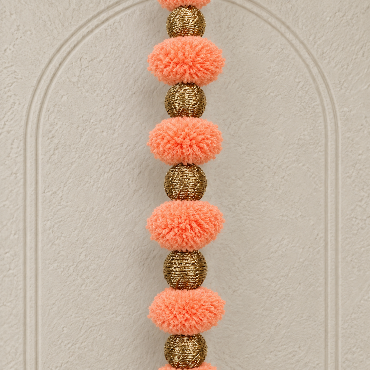 Long Peach Pom-Pom Festive Hanging - Pair of 2 - view 3