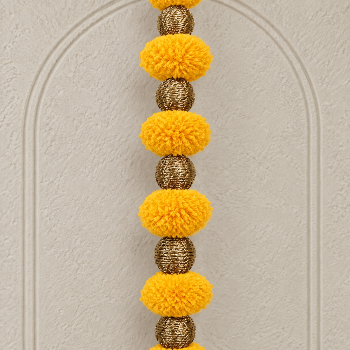 Long Yellow Pom-Pom Festive Hanging - Pair of 2 - view 3