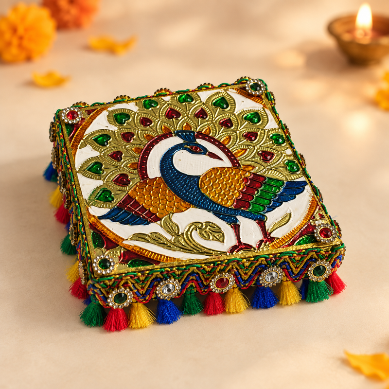 Mayur Multicolour Tassel Mini Singhasan – hero view