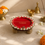 Red Pearl Border Mini Singhasan – 3 Inch – measurement