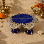 Royal Blue Fan Mirror Mini Singhasan – 6 Inch – measurement