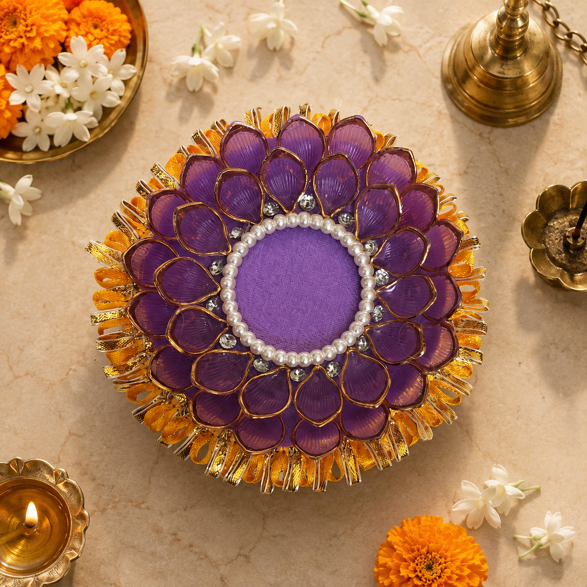 Purple Lotus Mini Singhasan – 5 Inch – top view