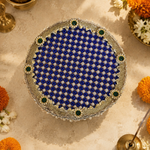 Blue Crystal Pearl Lattice Mini Singhasan – 4 Inch – top view