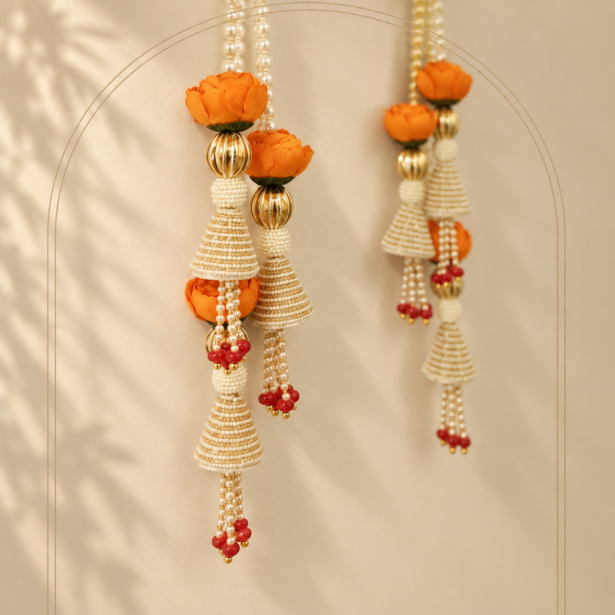 Orange Lotus Pearl Door Hanging – 26 Inches - full view