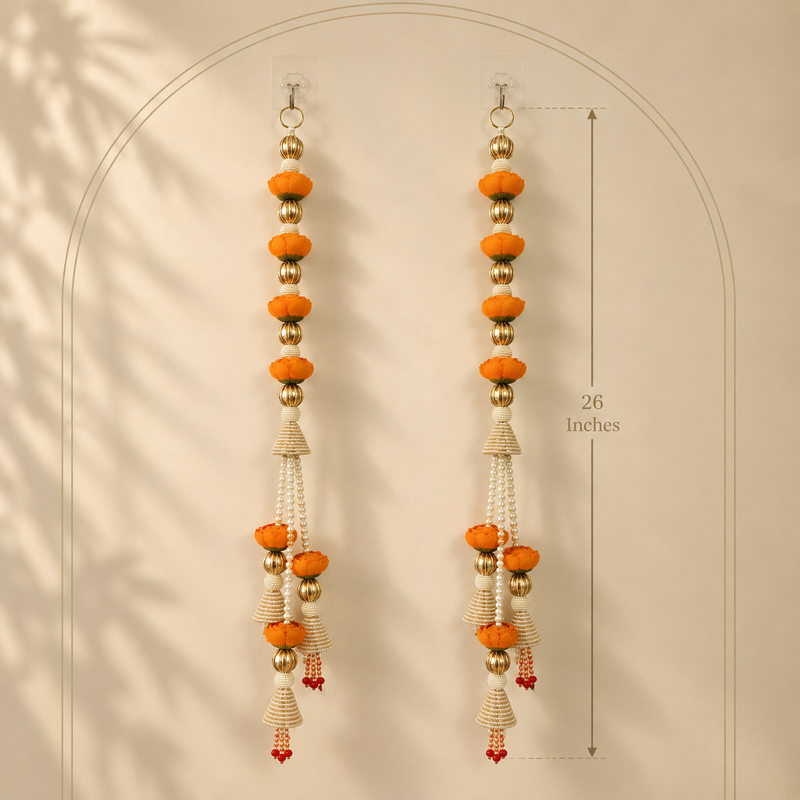 Orange Lotus Pearl Door Hanging – 26 Inches