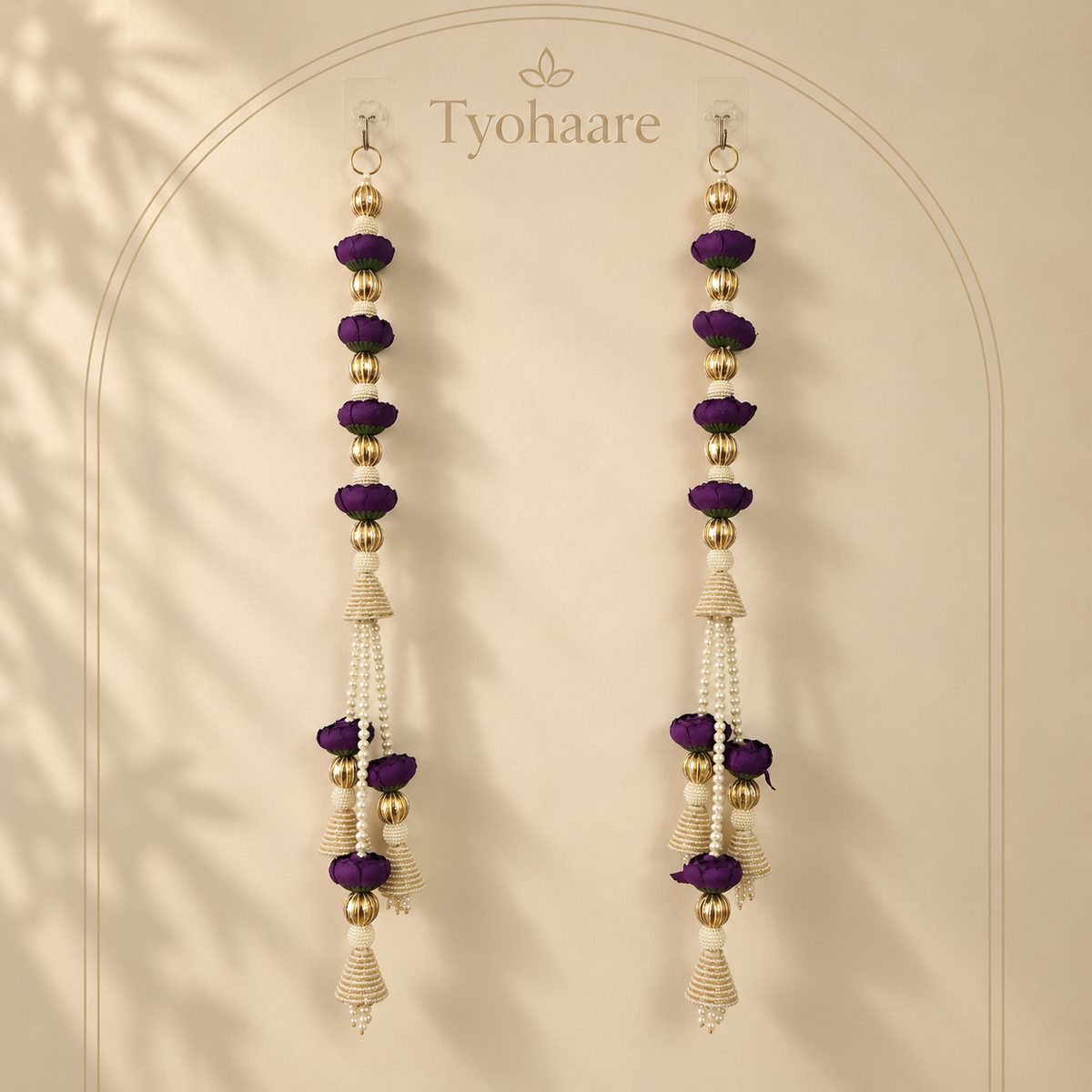 Purple Lotus Pearl Door Hanging – 26 Inches - full view