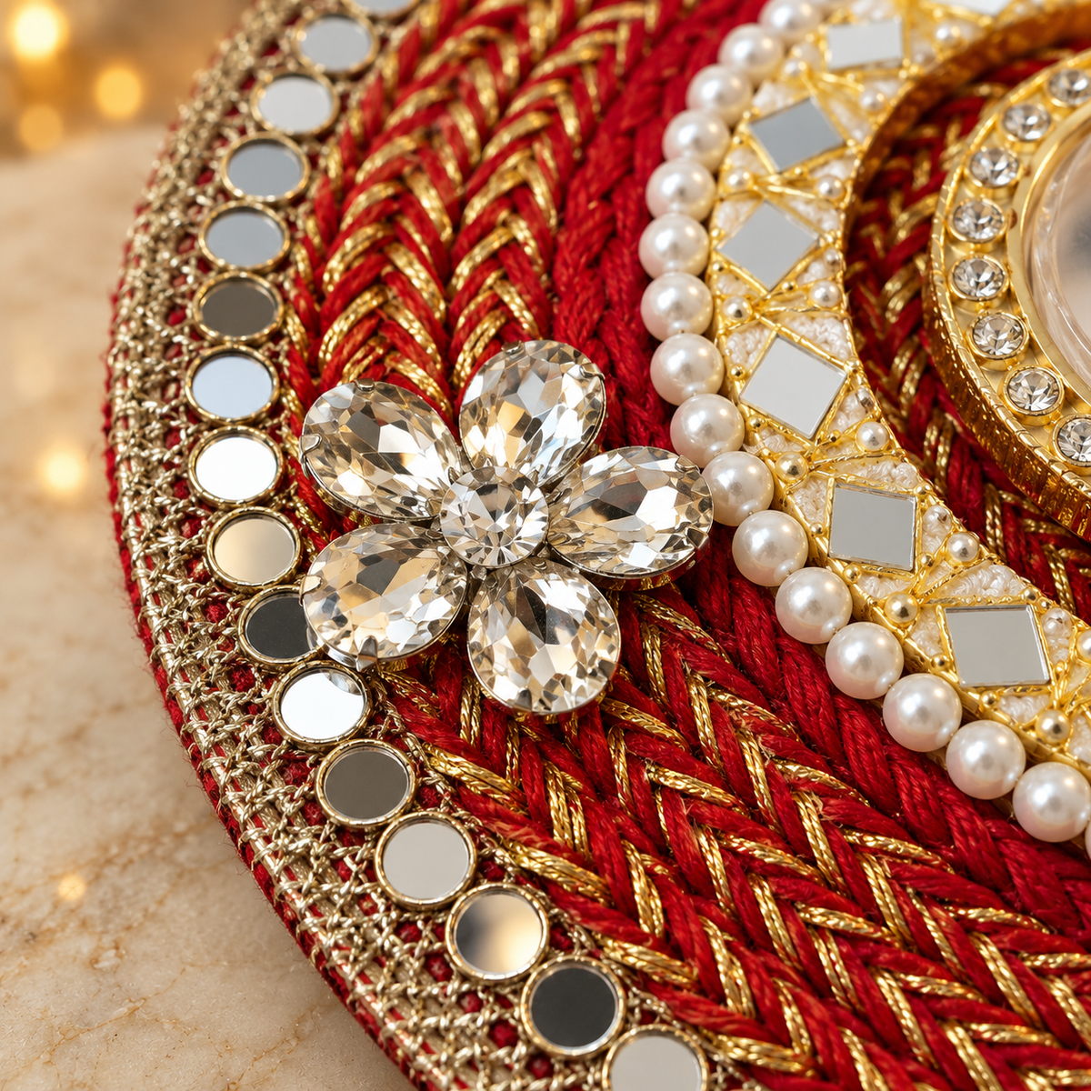 Laal Darpan Pearl Rangoli Set — detail view