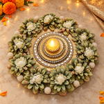 Sage Pushp Floral Rangoli — evening view