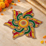 Hari Laal Chakra Kundan Rangoli — angled view