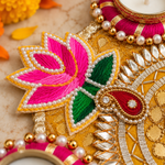 Gulabi Kamal Gota Rangoli — detail view