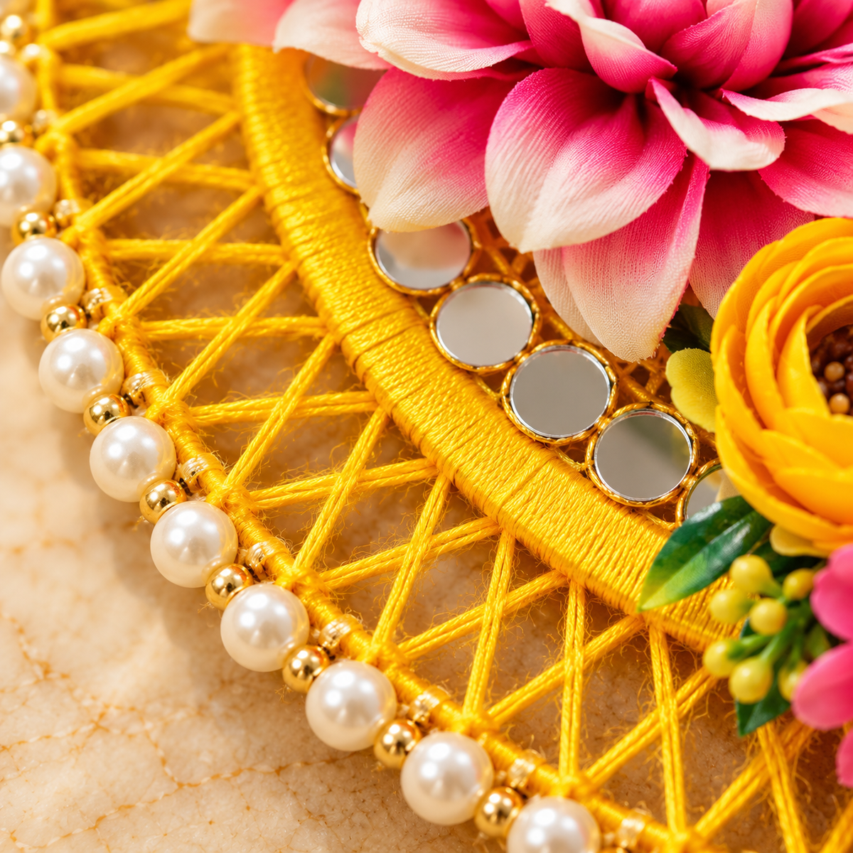 Peeli Gulabi Pushp Rangoli Set — detail view
