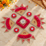 Laal Pushp Darpan Rangoli Set with LED Lights — angled view