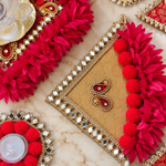 Laal Pushp Darpan Rangoli Set with LED Lights — detail view