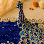 Close-up of the raised square peacock