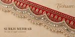 Surkh Mehrab red gold mirror and pearl toran – diagonal close-up