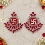 Crimson Crystal Swastik Decorative Pair 9 cm measurement