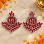 Crimson Crystal Swastik Decorative Pair overhead view