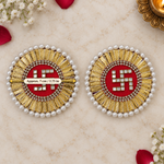 Golden Pearl Swastik Decorative Pair 7 cm measurement