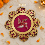 Magenta Lotus Swastik Rangoli 20 cm measurement