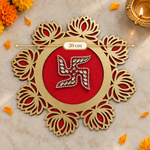 Red Lotus Swastik Rangoli 20 cm measurement
