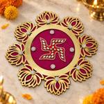 Crystal Lotus Swastik Rangoli diagonal view