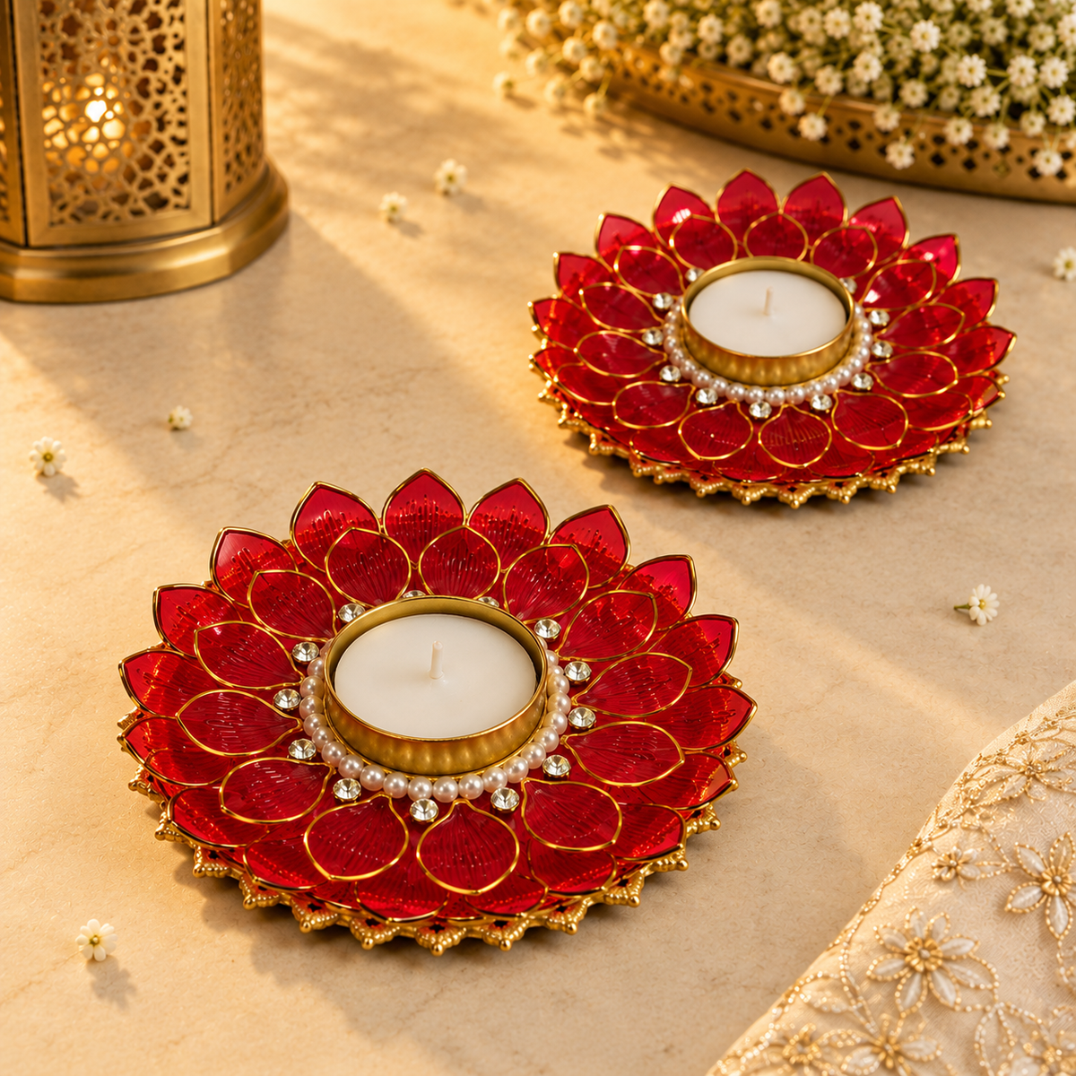 Manik Kamal Ruby Red Tea Light – view 2