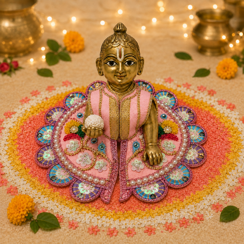 Pista Floral Pearl Laddu Gopal Poshak – Size 0 front view