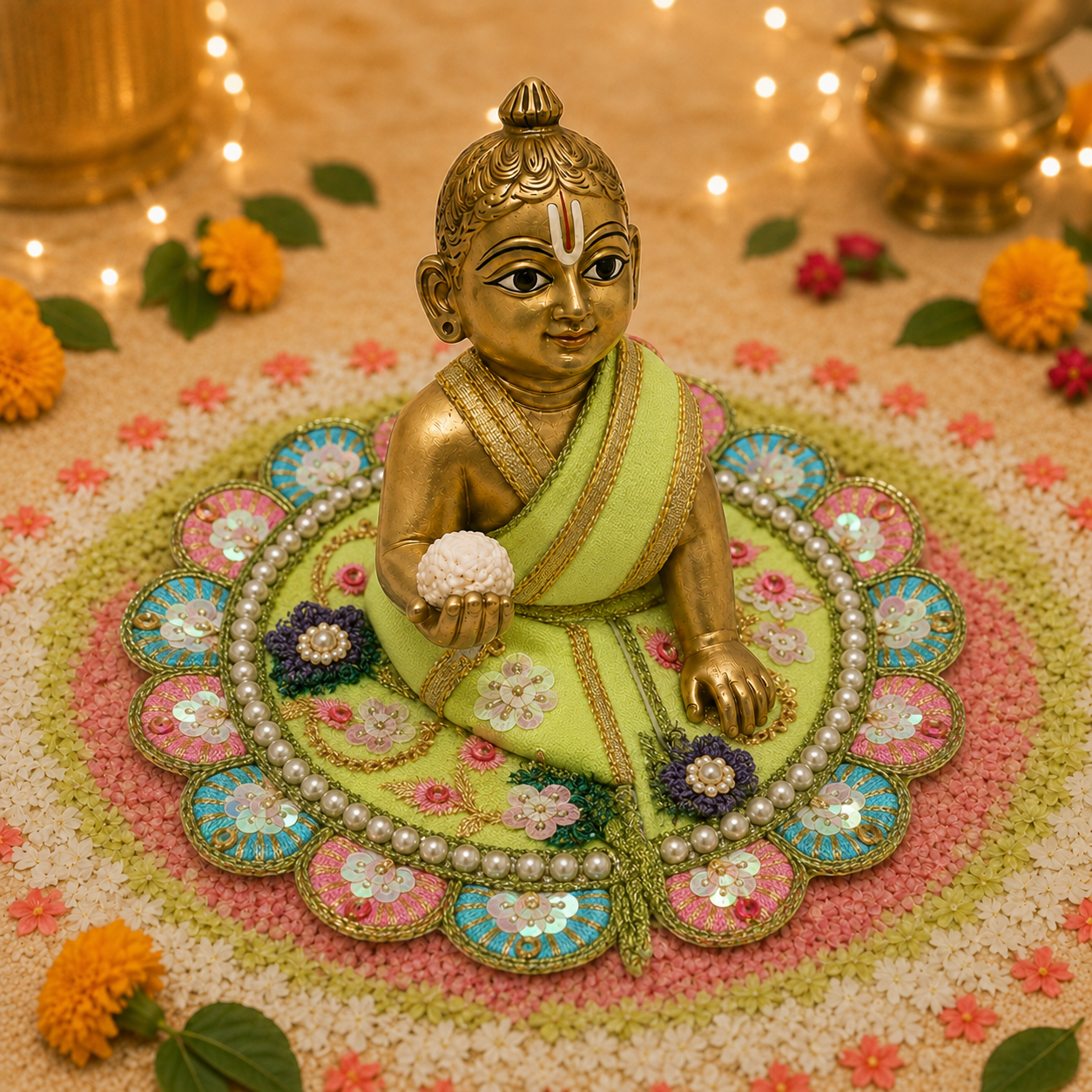 Pista Floral Pearl Laddu Gopal Poshak – Size 0 alternate view