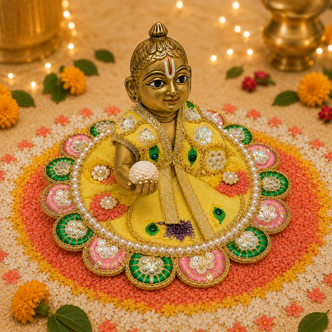 Surya Peacock Pearl Laddu Gopal Poshak – Size 0 alternate view
