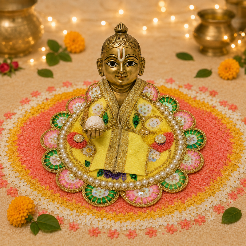 Rakta Peacock Pearl Laddu Gopal Poshak – Size 0 front view