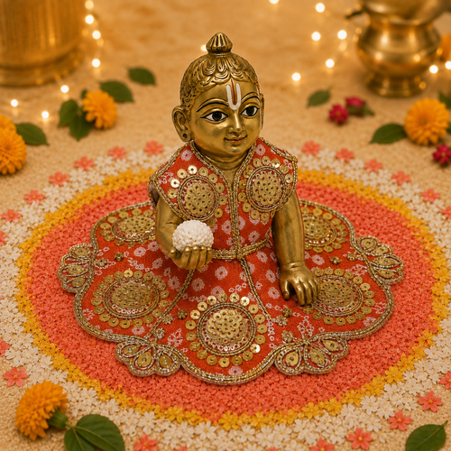 Amber Gold Medallion Laddu Gopal Poshak – Size 0 alternate view