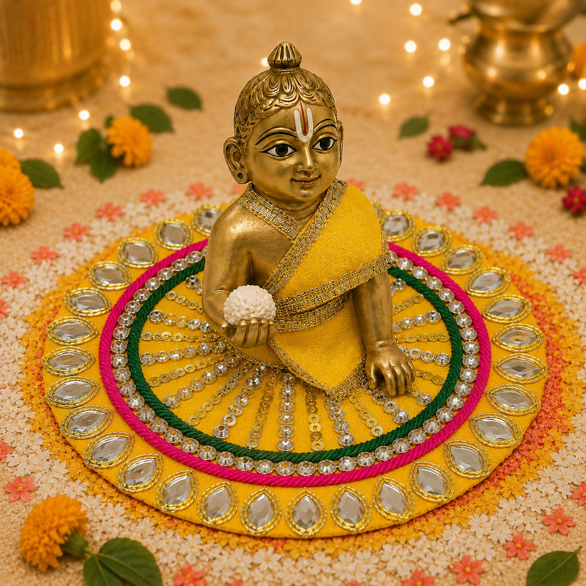 Royal Red Mirror Mandala Laddu Gopal Poshak – Size 0 alternate view