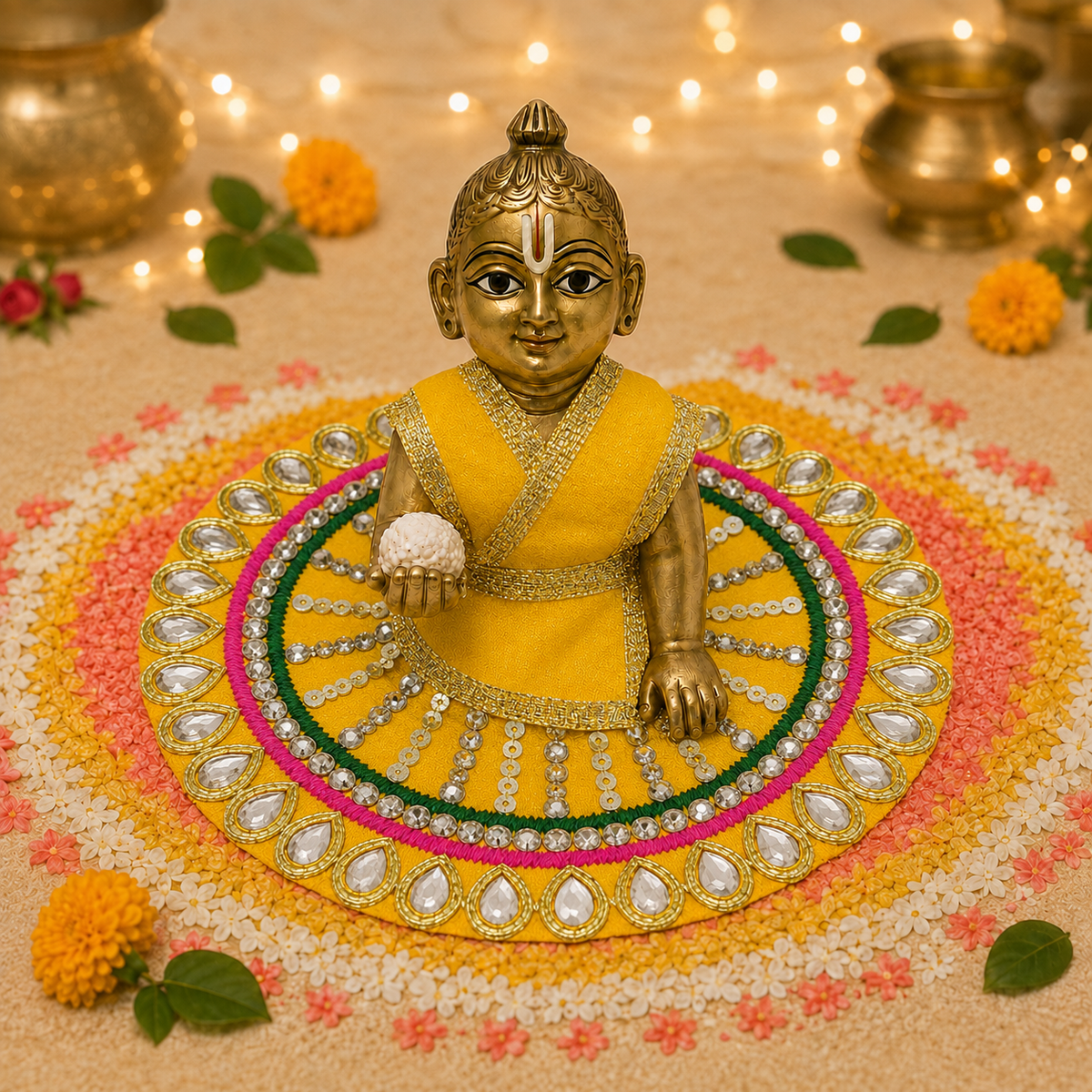 Sunshine Mirror Mandala Laddu Gopal Poshak – Size 0 front view