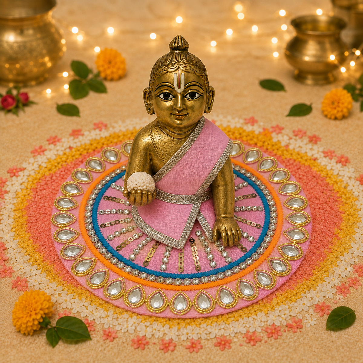 Blush Mirror Mandala Laddu Gopal Poshak – Size 0 front view