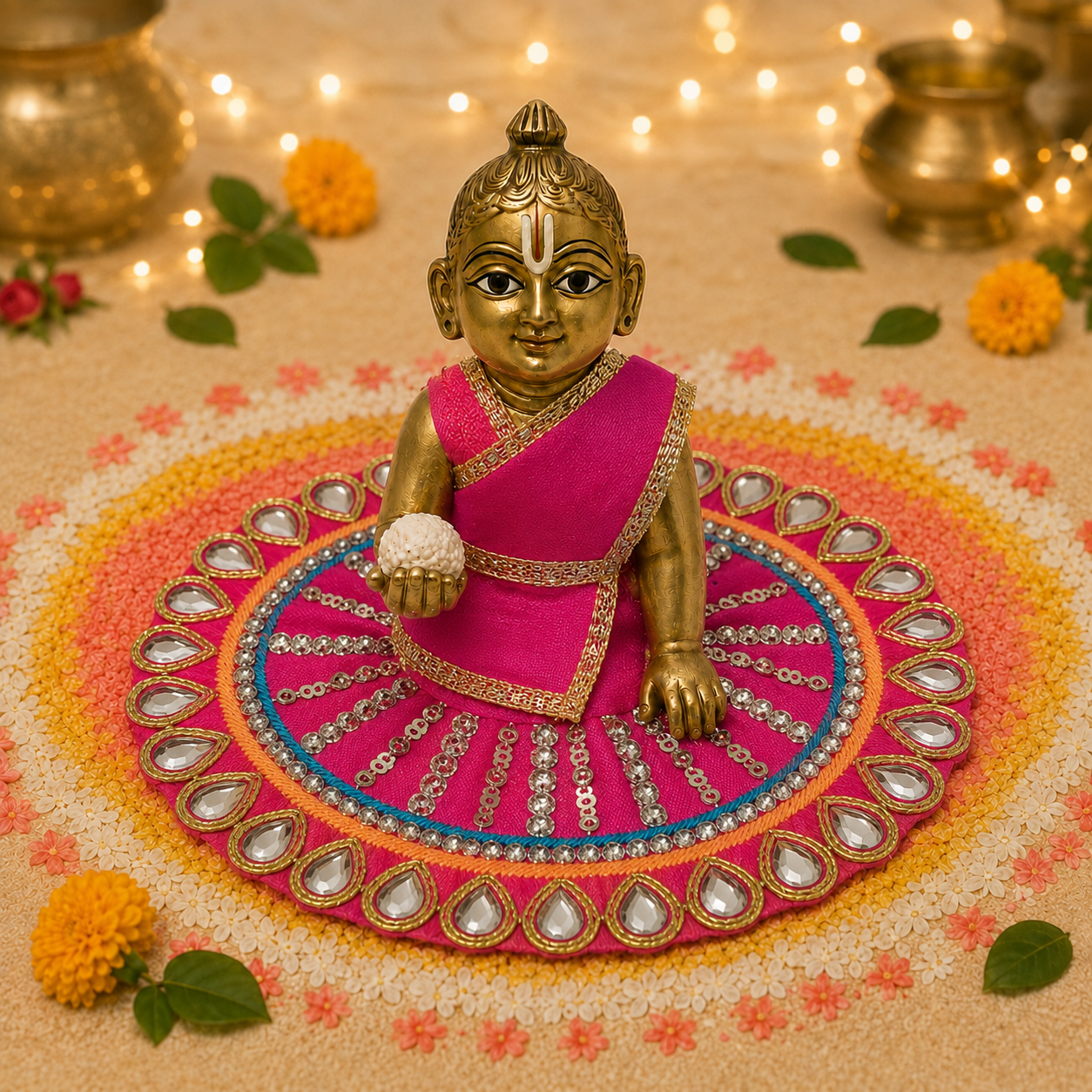 Fuchsia Mirror Mandala Laddu Gopal Poshak – Size 0 front view