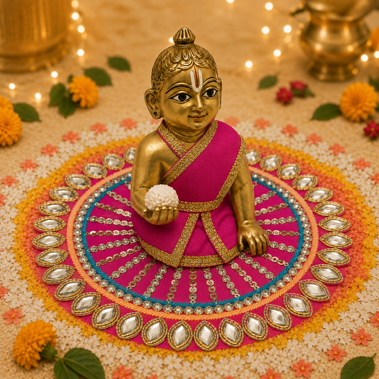 Fuchsia Mirror Mandala Laddu Gopal Poshak – Size 0 alternate view