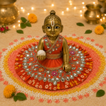 Kesari Bandhani Mirror Laddu Gopal Poshak – Size 1 front view