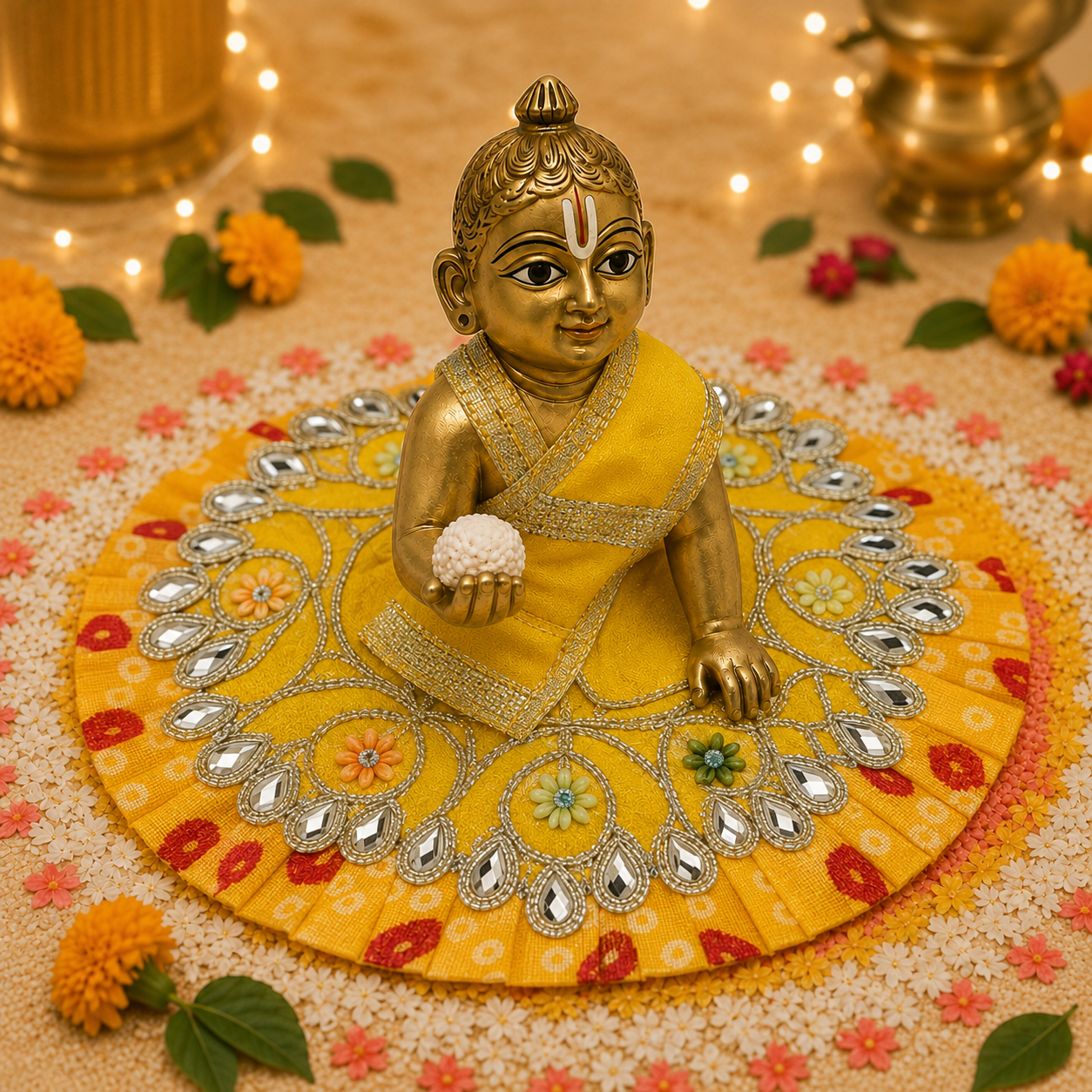 Surya Bandhani Mirror Laddu Gopal Poshak – Size 1 alternate view