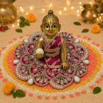 Gulabi Pearl Kundan Laddu Gopal Poshak – Size 1 front view
