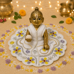 Ivory Blush Floral Laddu Gopal Poshak – Size 1 front view