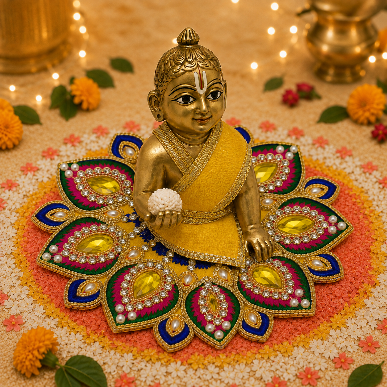 Surya Neel Peacock Crystal Laddu Gopal Poshak – Size 2 alternate view