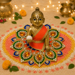 Kesari Emerald Peacock Crystal Laddu Gopal Poshak – Size 2 front view