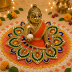 Kesari Emerald Peacock Crystal Laddu Gopal Poshak – Size 2 alternate view