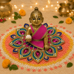 Rani Neel Peacock Crystal Laddu Gopal Poshak – Size 2 front view