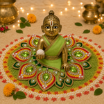 Blush Neel Peacock Crystal Laddu Gopal Poshak – Size 2 front view