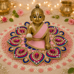 Pista Rakta Peacock Crystal Laddu Gopal Poshak – Size 2 front view