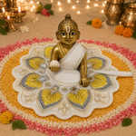 Surya Grey Peacock Pearl Laddu Gopal Poshak – Size 3, view 1